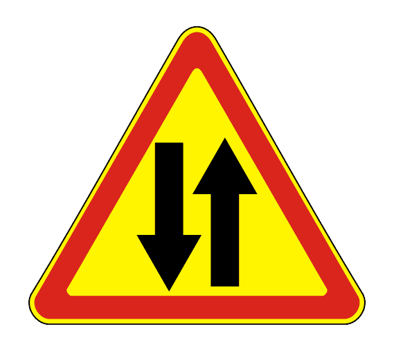 Дорожный знак 1.21 (временный) Двухстороннее движение